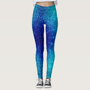 Leggings Couleurs Ombre Turquoises brillantes de la brillan