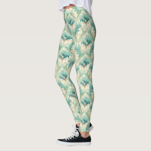 Leggings Couleurs pastel délicats motifs floraux ornementau