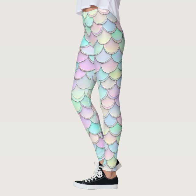 Leggings Couleurs pastel des échelles de sirènes (Gauche)