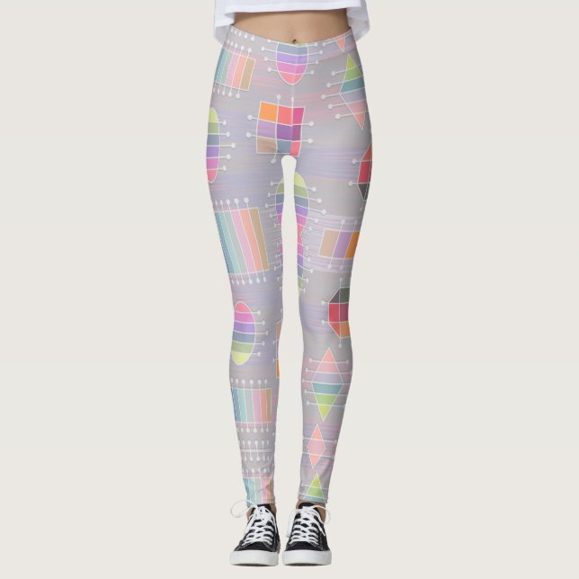 Leggings Couleurs pastel et formes géométriques (Devant)