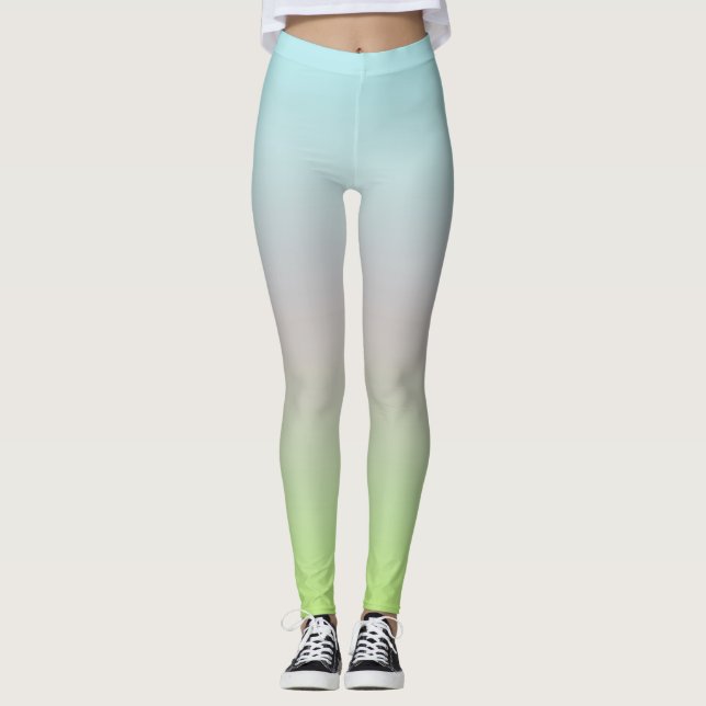 Leggings Couleurs pastel lumineuses Bleu bleu rose vert (Devant)