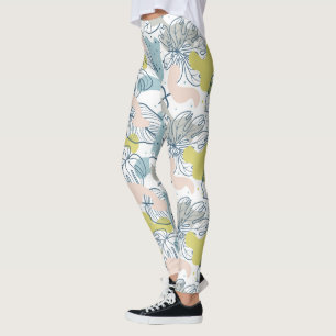 Leggings Couleurs pastel Palm feuilles et formes organiques
