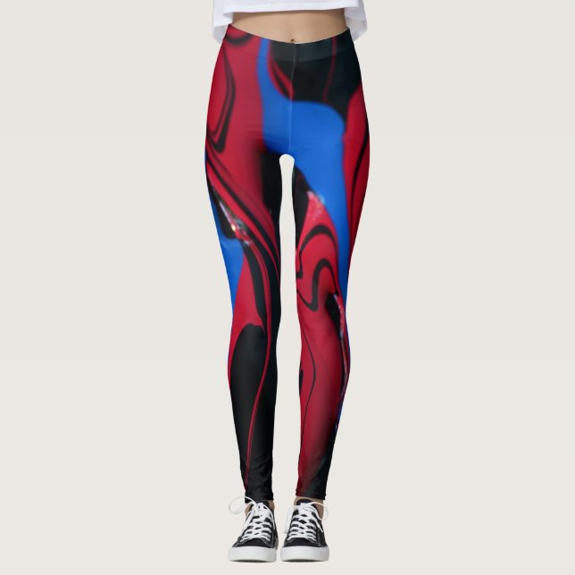 Leggings Couleurs rouges et bleues (Devant)