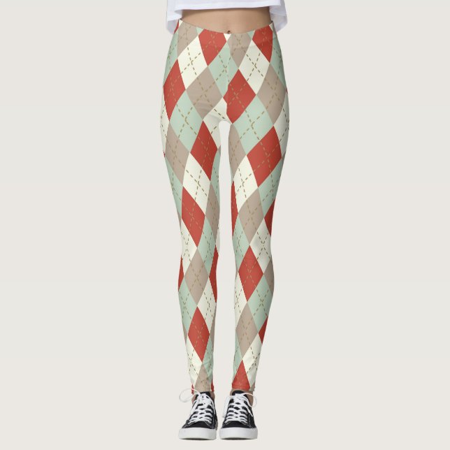Leggings Couleurs rousses, Motif de Jacquard de Noël (Devant)