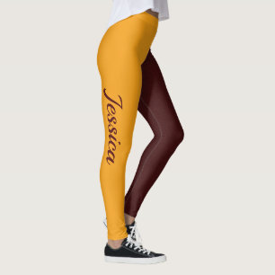 Leggings COULEURS scolaires Maron et Pom-pom girl d'or