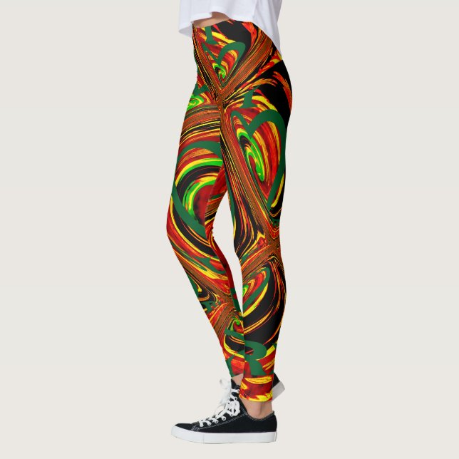 Leggings Couleurs traditionnelles d'Afrique rouge doré (Gauche)