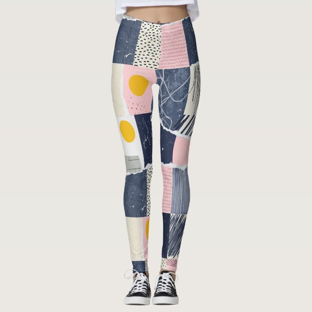 Leggings Coup de pinceau abstrait rétro (1) (Devant)
