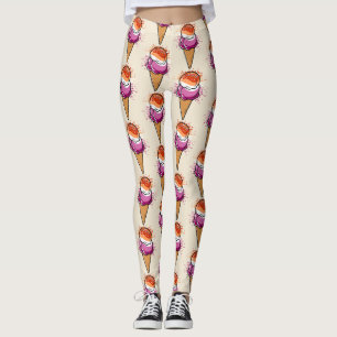 Leggings Coupe Lesbienne Sapphic LGBT Pride Drapeau Crème g