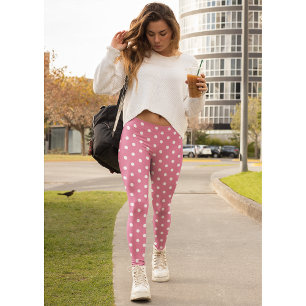 Leggings Coupe rose blanche Pois Motif mode chic