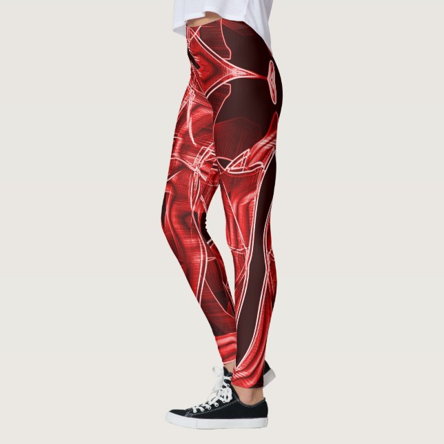 Leggings Coupes de ruban acrylique rouge traversées et supe (Gauche)