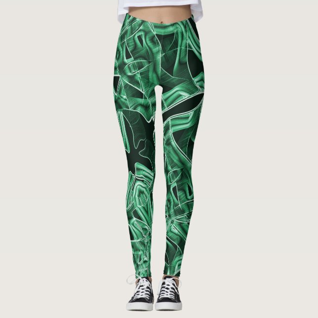 Leggings Coupes de ruban acrylique vert traversées et super (Devant)