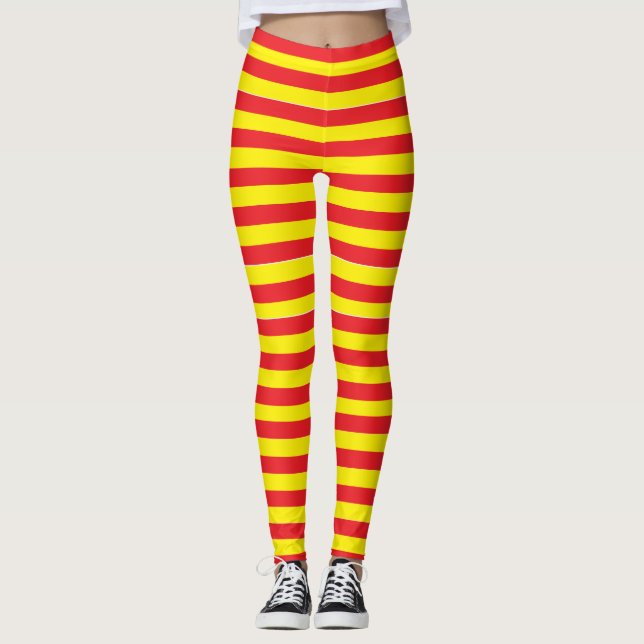 Leggings coupés rouge et jaune (Devant)