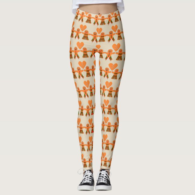 Leggings Couple de pain d'épices de Noël (Devant)