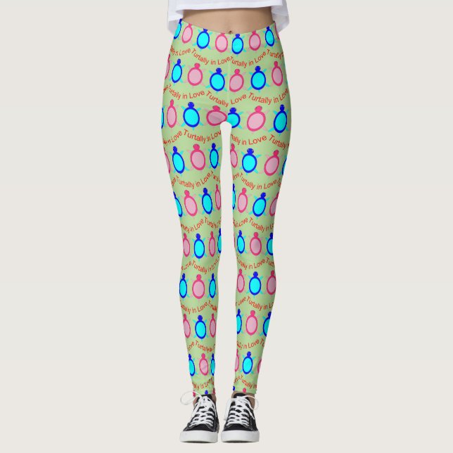 Leggings Couple de tortue mignonne (Devant)