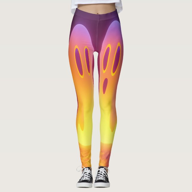Leggings Couple Fantôme mignon - Glow in Dark Style Art (Devant)