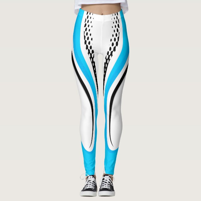 Leggings Courbe Abstraite bleue blanche et noire (Devant)