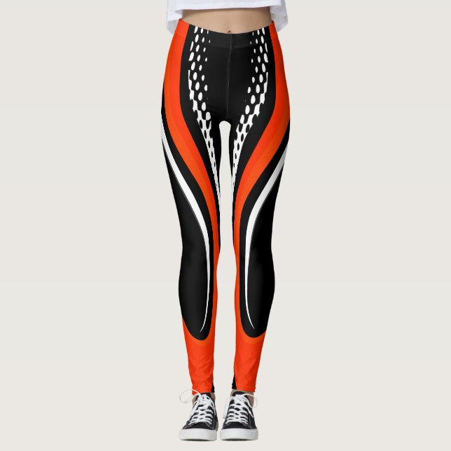 Leggings Courbe Abstraite rouge blanche et noire (Devant)