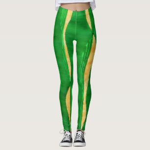 Leggings Courbe jaune vert Lignes Jambes d'art Abstrait