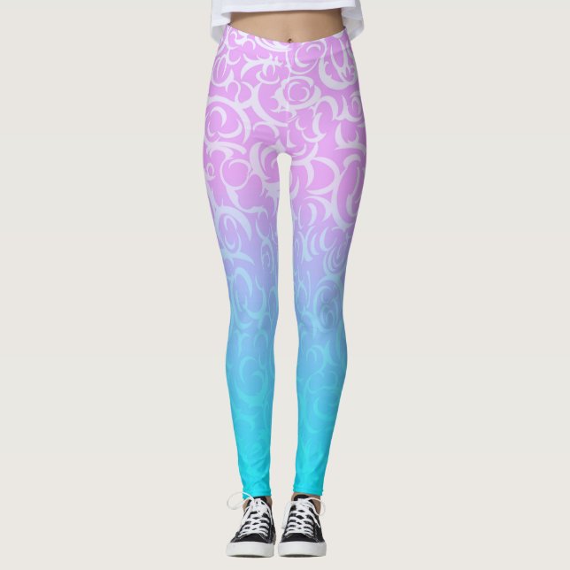 Leggings Courbes bleu rose (Devant)
