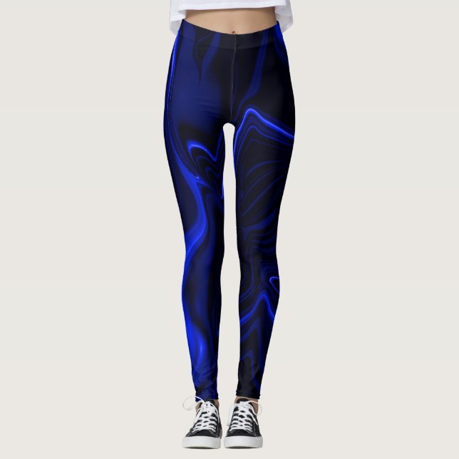 Leggings Courbes et ondulations bleues dans l'image bleu fo (Devant)