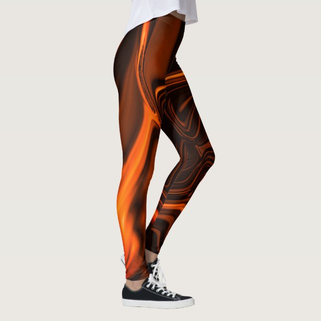 Leggings Courbes ou ondulations corail, sur fond sombre (Droite)