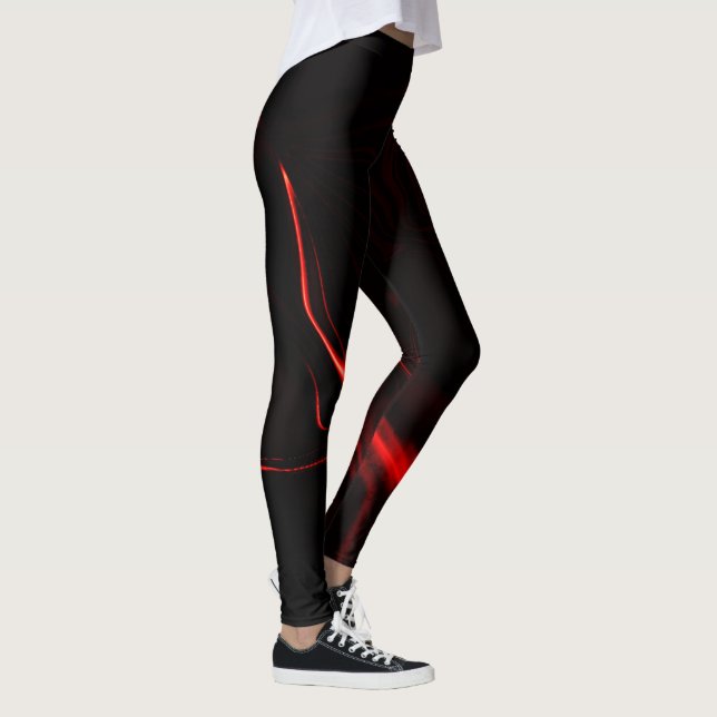 Leggings Courbes ou ondulations rouges dans les plus sombre (Droite)