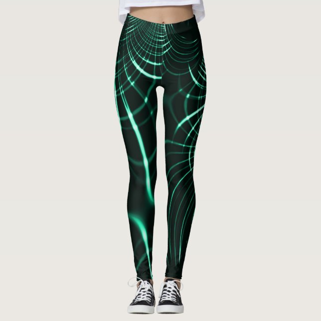 Leggings Courbes pointues en mélange vert jungle et néo men (Devant)