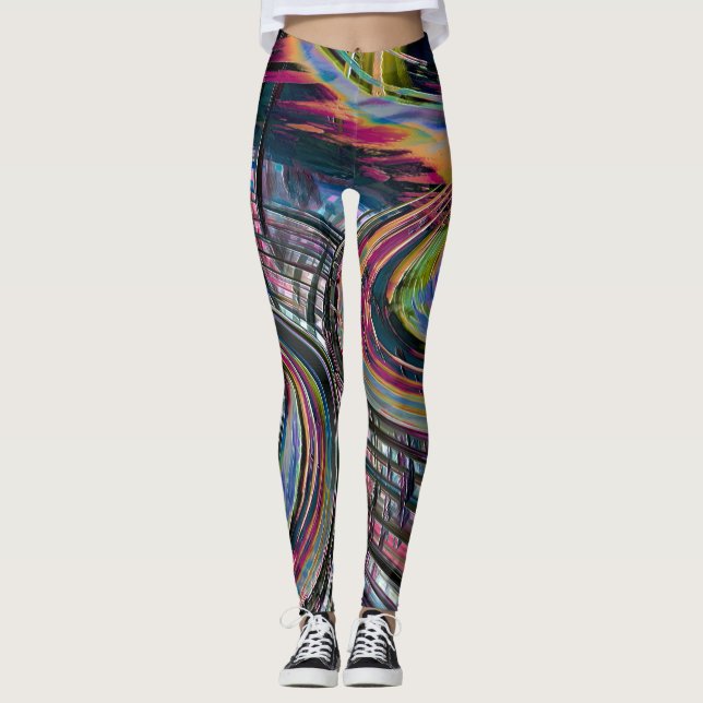 Leggings Courbes ressemblant à une route spatiale, entaillé (Devant)