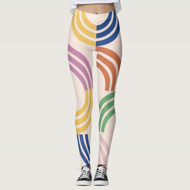 Leggings Courbes triées rétro Arrière - plan géométrique (Devant)