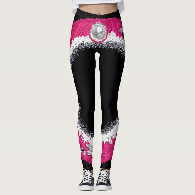 Leggings Couronne de Noël rose glamour (Devant)