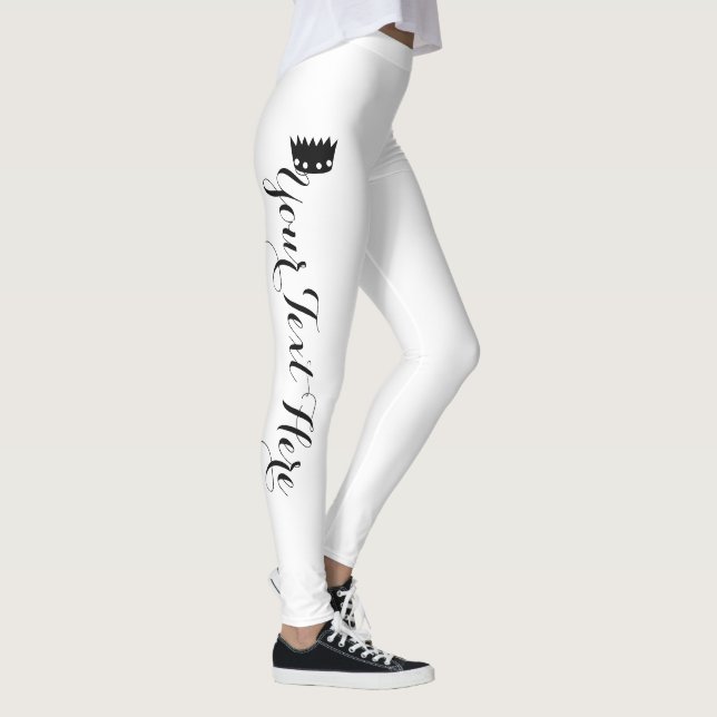 Leggings Couronne Personnalisée Blanc Noir (Droite)