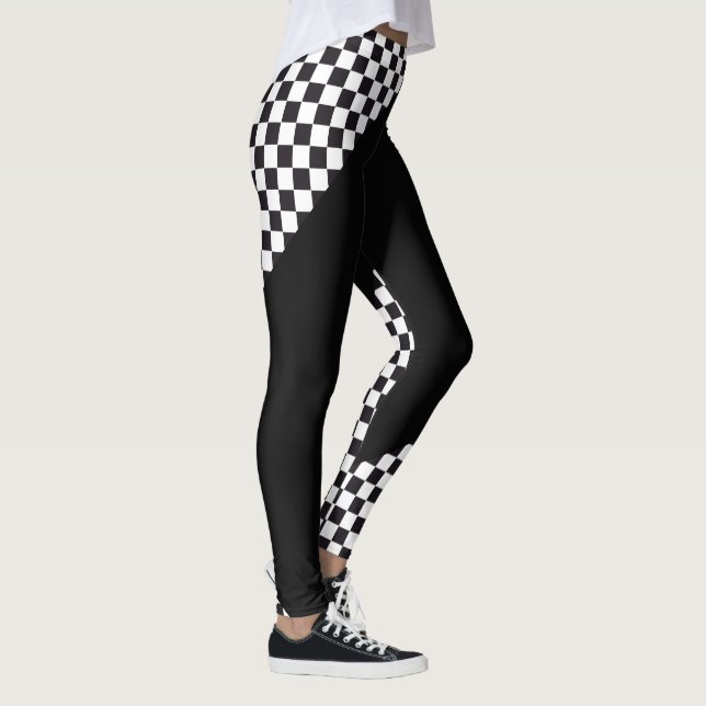 Leggings Courses d'automobiles/motif d'échecs + votre (Droite)