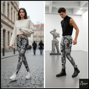 Leggings Courtepoint d'art populaire géométrique abstrait m