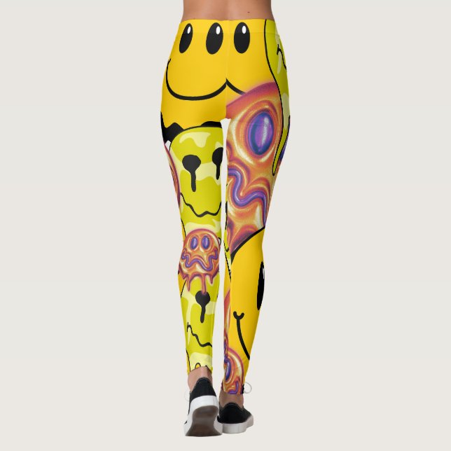Leggings Coussin de lancer de Mikitiez smiley jaune jardin (Dos)