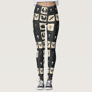 Leggings Couvre-lit en denim avec chauves-souris et squelet
