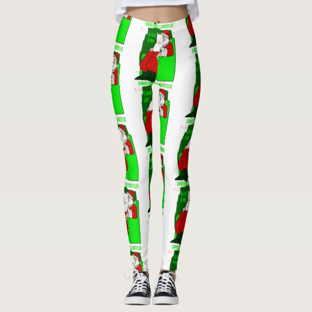 Leggings covid noël annulé santa claus drôle (Devant)