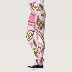 Leggings Cowgirl Rose Marron Paisley Fleurs Country Texas