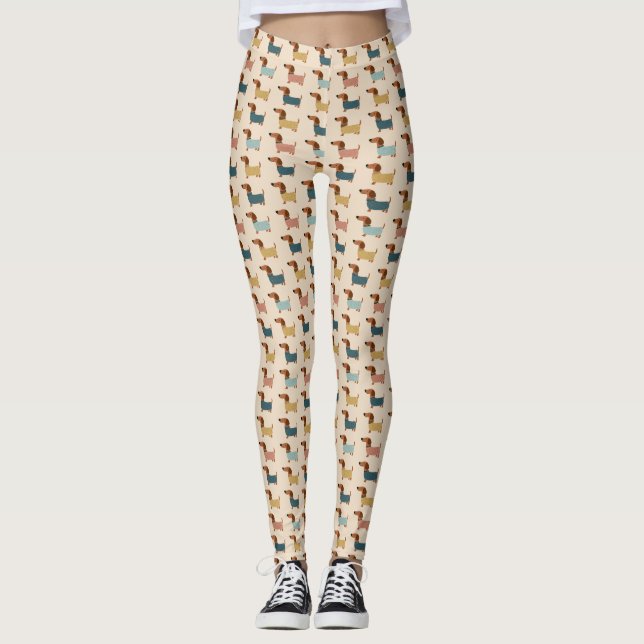 Leggings Cozy Dachshund Sweater Pattern (Devant)