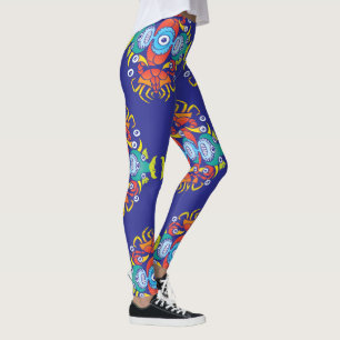 Leggings Crabes, poissons et poulpes pour un motif d'été