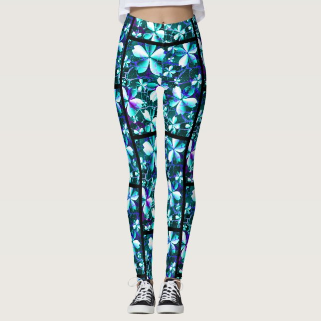 Leggings Cracker Motif bleu violet Turquoise (Devant)