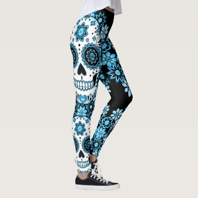 Leggings Crâne à sucre bleu (Droite)