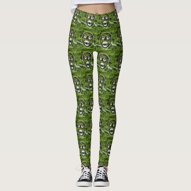 Leggings Crâne de Pete Sordide Art de Monstre Fantaisiste (Devant)