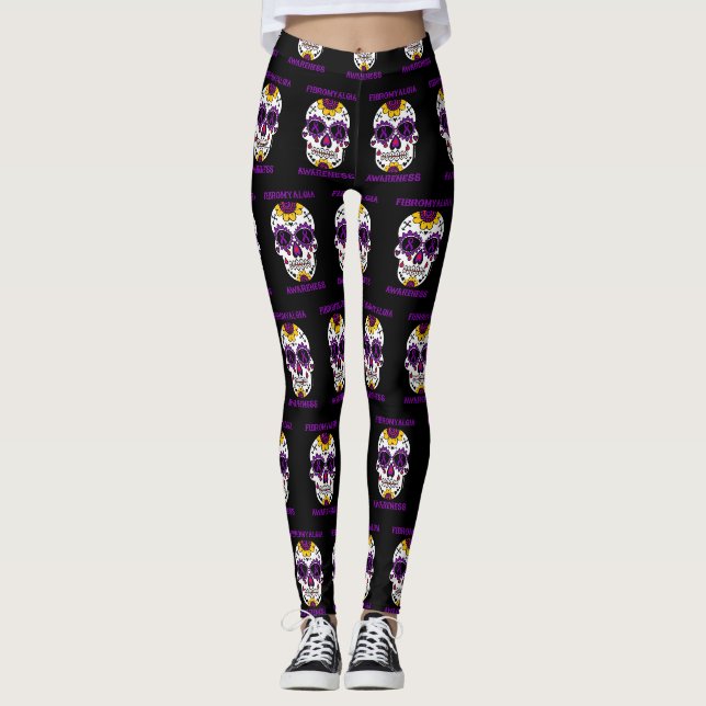 Leggings Crâne de sucre/sensibilisation...Fibro (Devant)