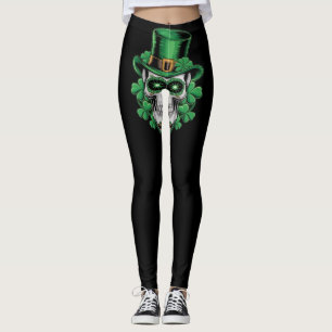 Leggings Crâne de Sucre St Patrick Jour Chanceux Shamrock 