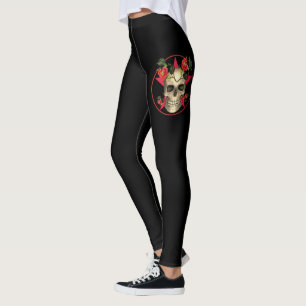 Leggings Crâne d'Halloween et Roses