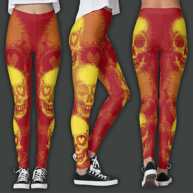 Leggings Crâne Édge | Jaune et Rouge Vif (Créateur téléchargé)