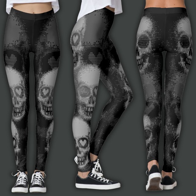 Leggings Crâne Edgy | Gris & Noir (Créateur téléchargé)