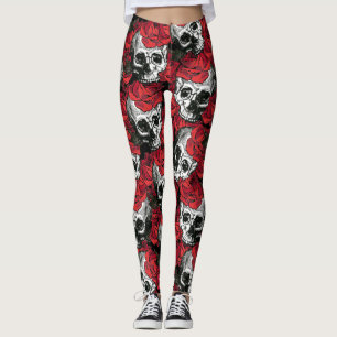 Leggings crâne et roses