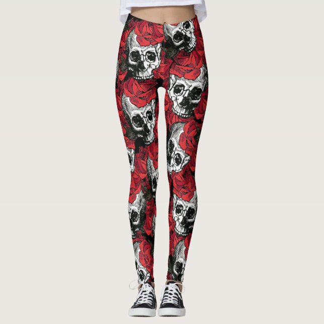 Leggings crâne et roses (Devant)