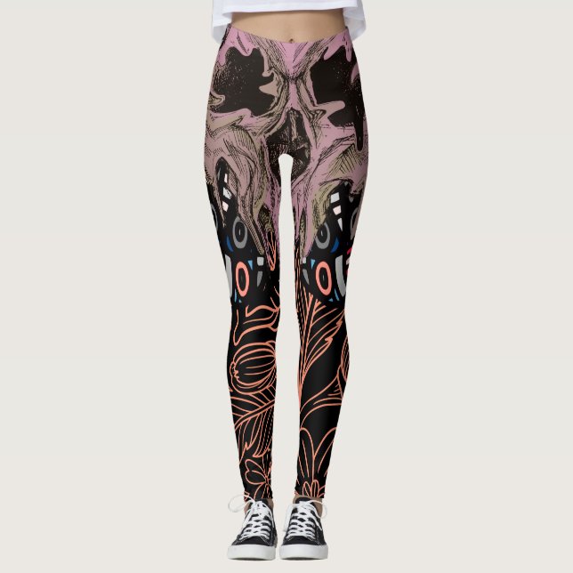 Leggings crâne Gothique Amateurs Floral Romantique Squelett (Devant)